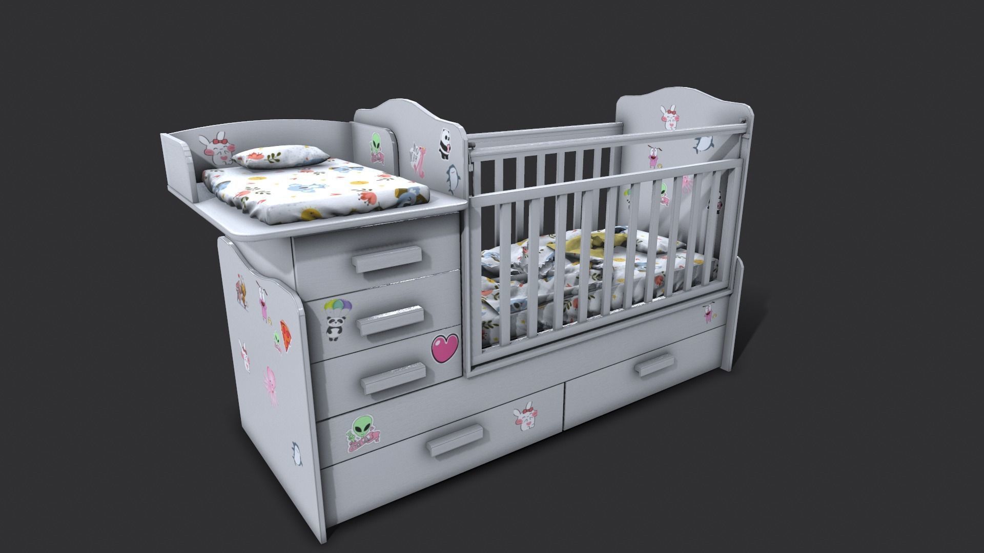 Baby Bed 3D model_2