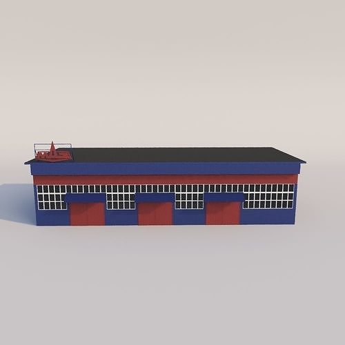 Repair shops and warehouse Low-poly 3D model