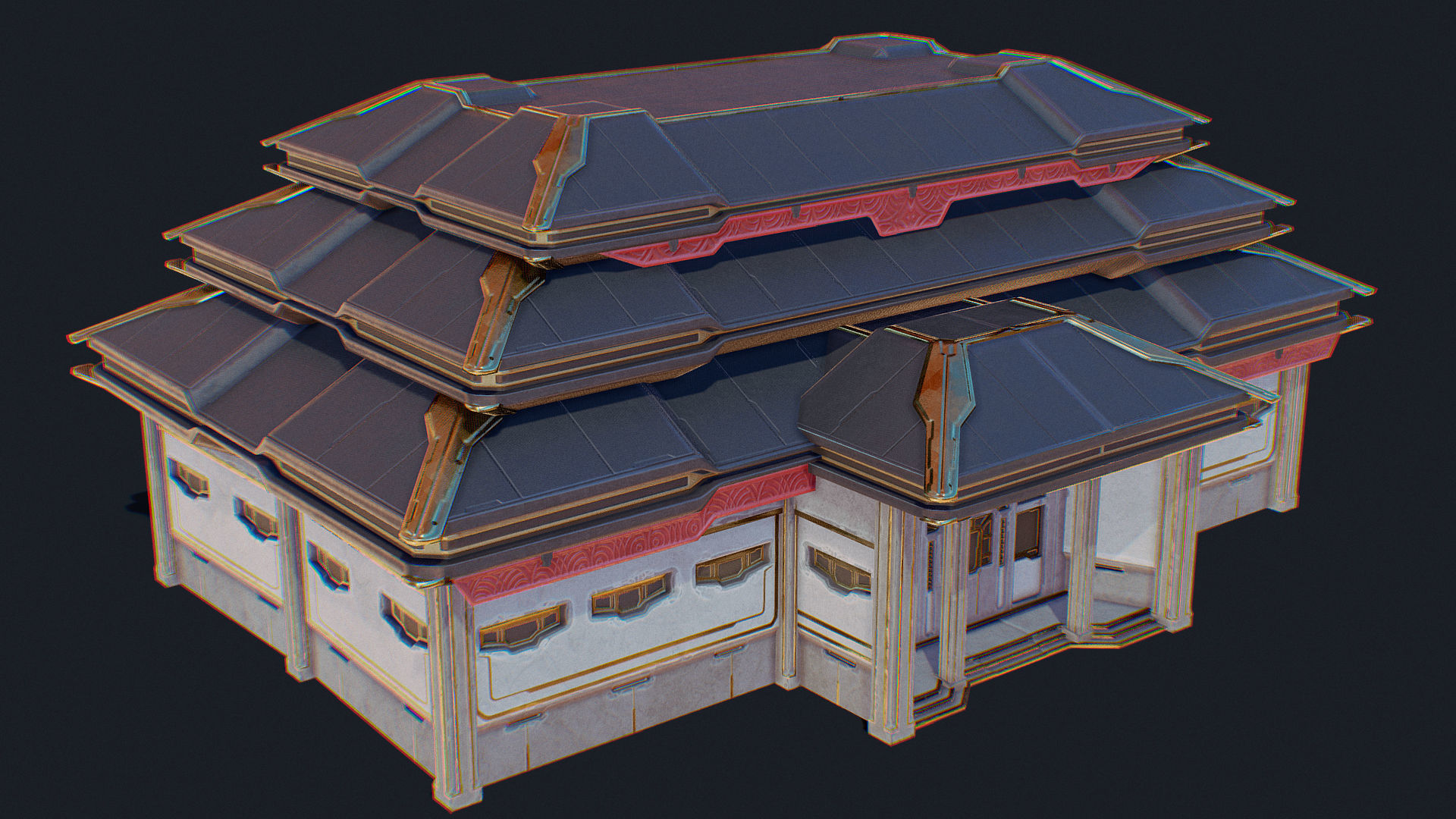 Zen Future Town House 1 Low-poly 3D model_1