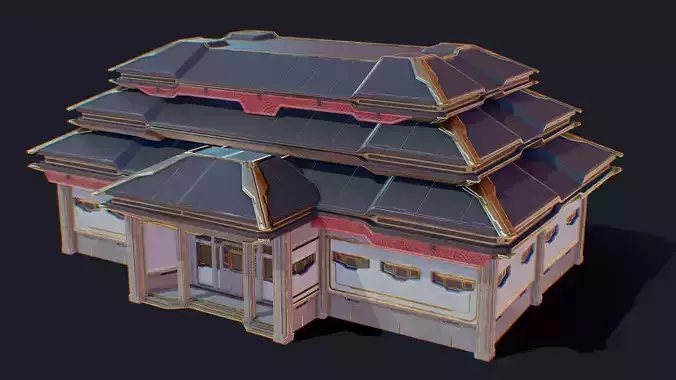 Zen Future Town House 1 Low-poly 3D model Zen Future Town House 1 Low-poly 3D model