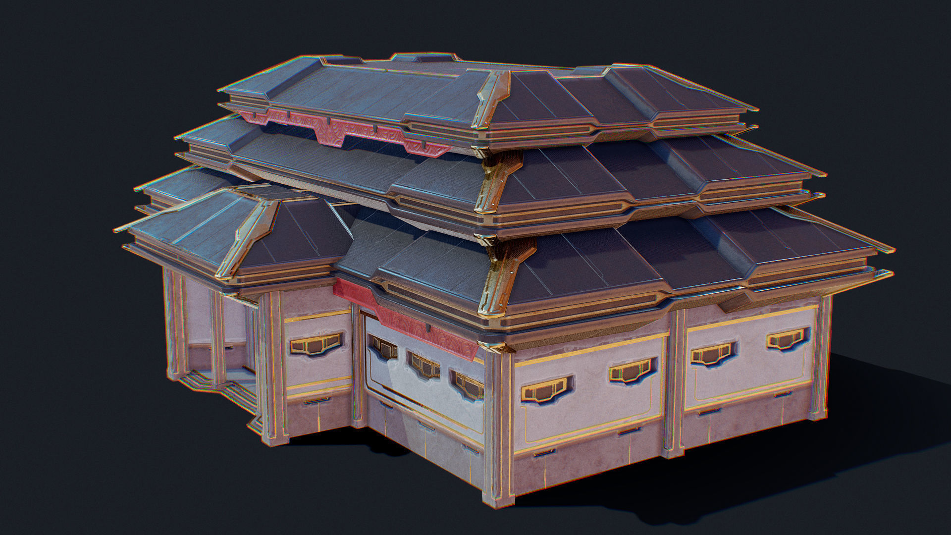 Zen Future Town House 1 Low-poly 3D model_11