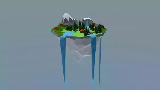 floating Island Low-poly 3D model