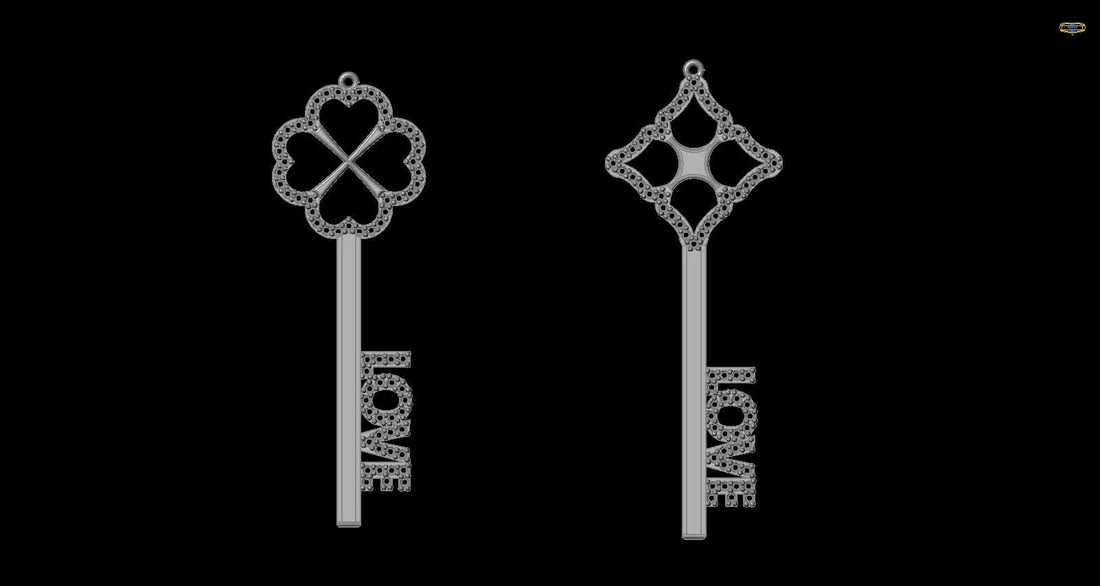 Necklace - Keys with love 3D print model_0