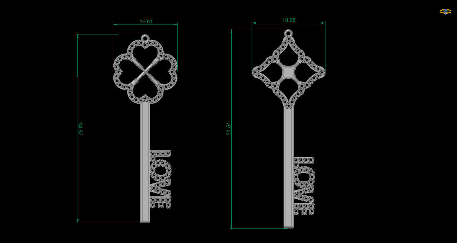 Necklace - Keys with love 3D print model_1