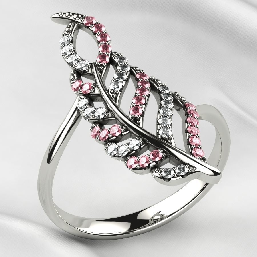 Feather Gold Ring 3D print model_10