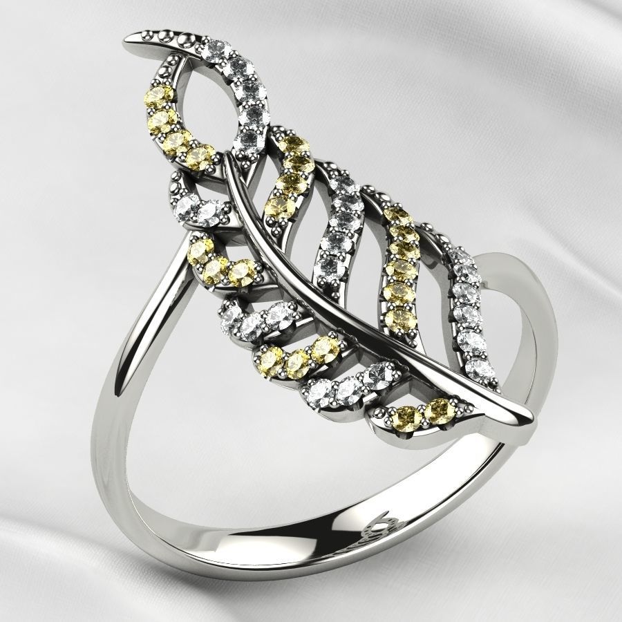 Feather Gold Ring 3D print model_9