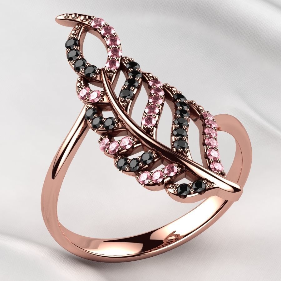 Feather Gold Ring 3D print model_6