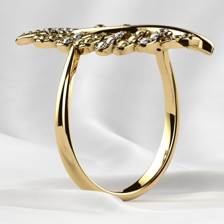 Feather Gold Ring 3D print model_18