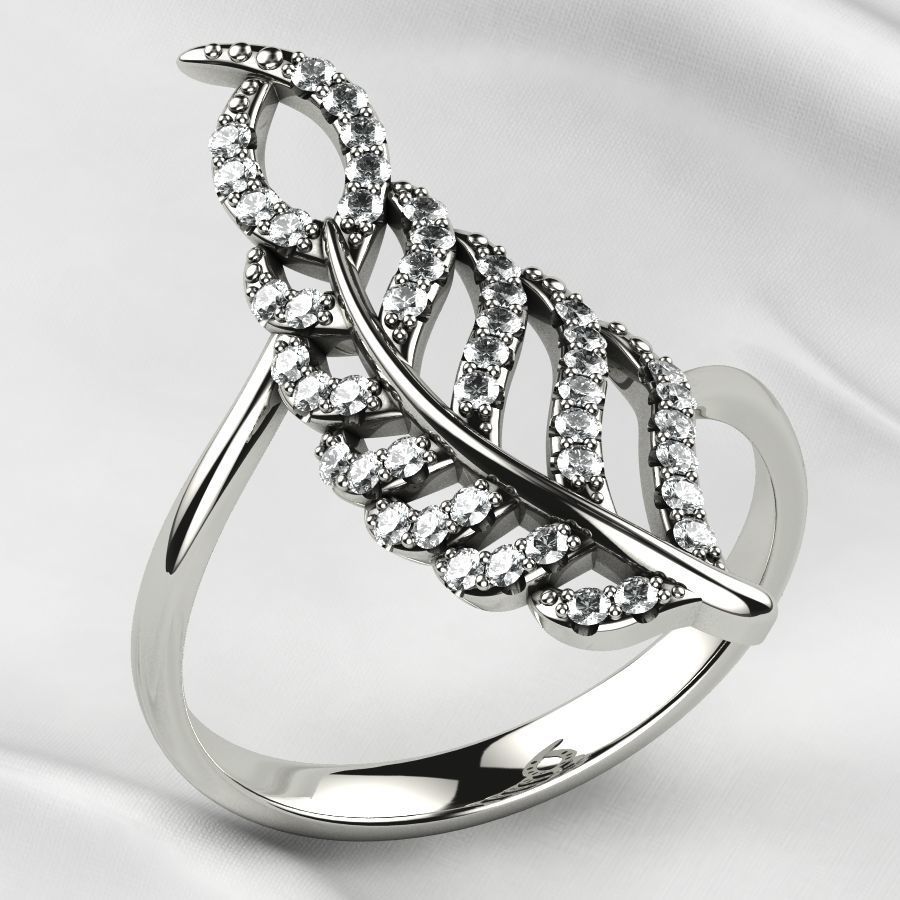 Feather Gold Ring 3D print model_12