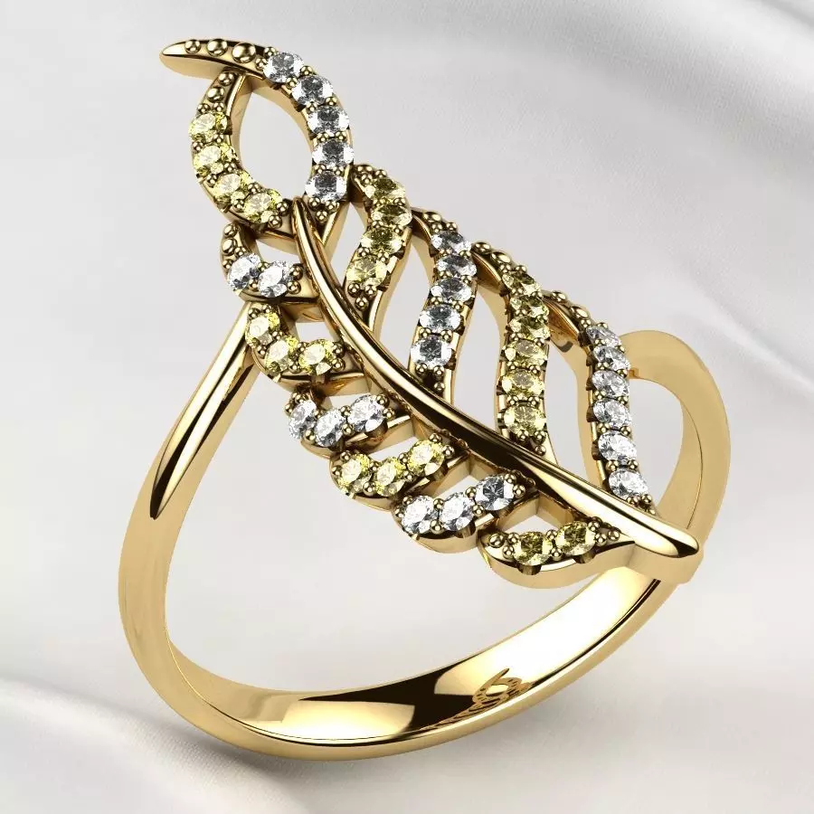 Feather Gold Ring 3D print model_0