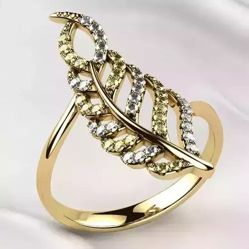 Feather Gold Ring 3D print model