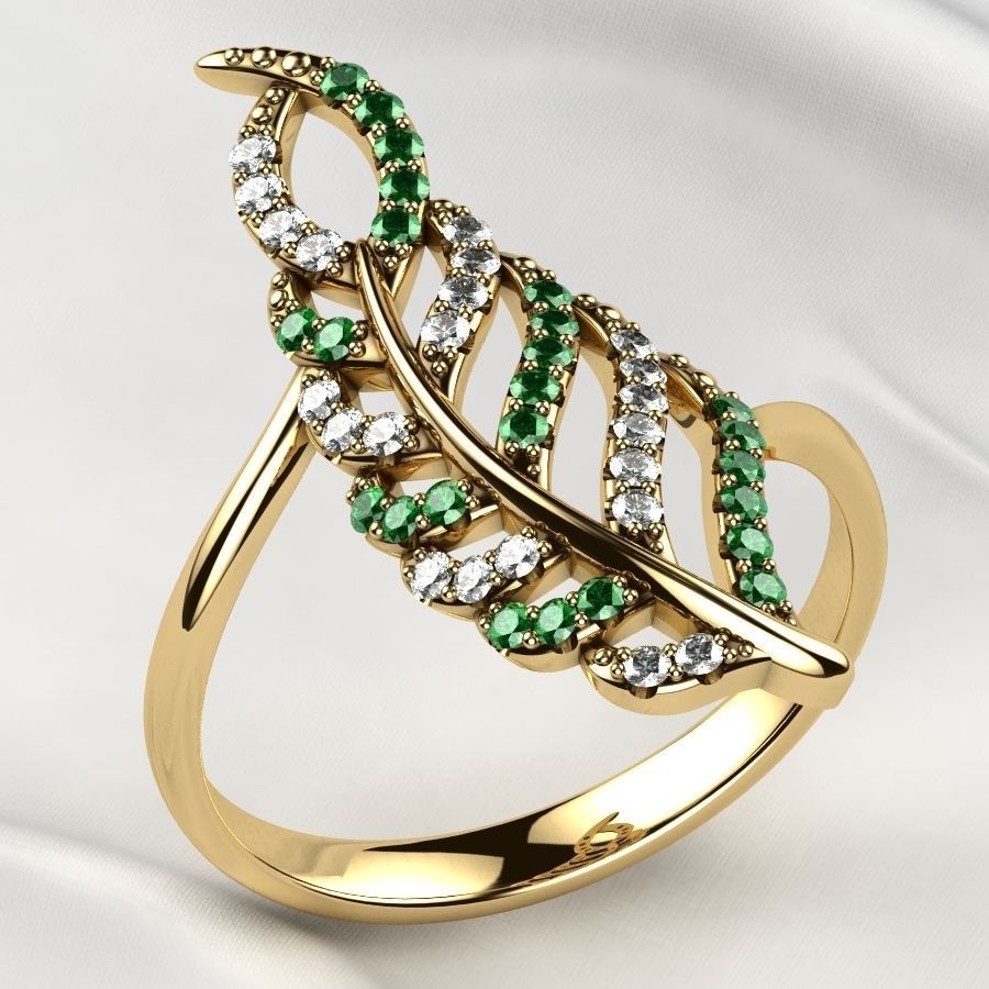 Feather Gold Ring 3D print model_2