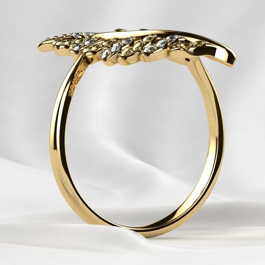 Feather Gold Ring 3D print model_17