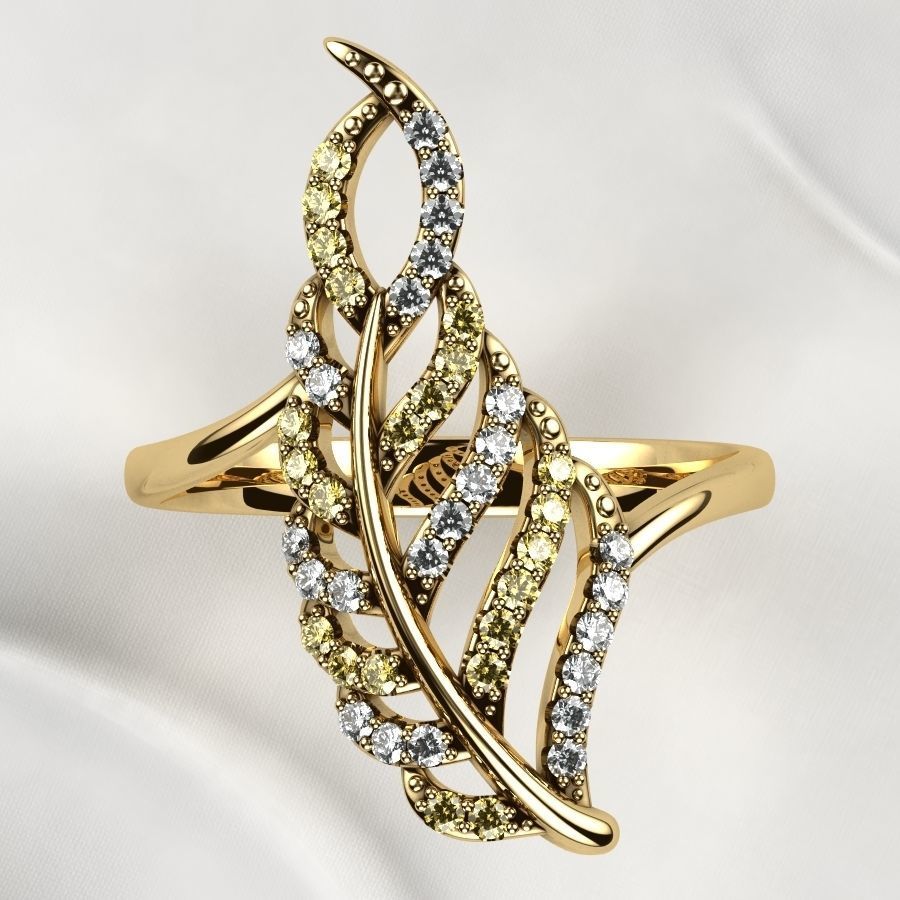 Feather Gold Ring 3D print model_14