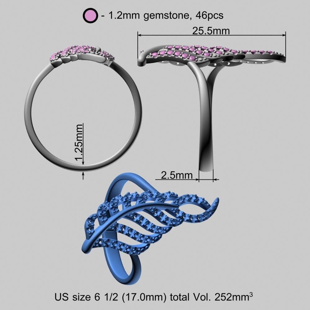 Feather Gold Ring 3D print model_22