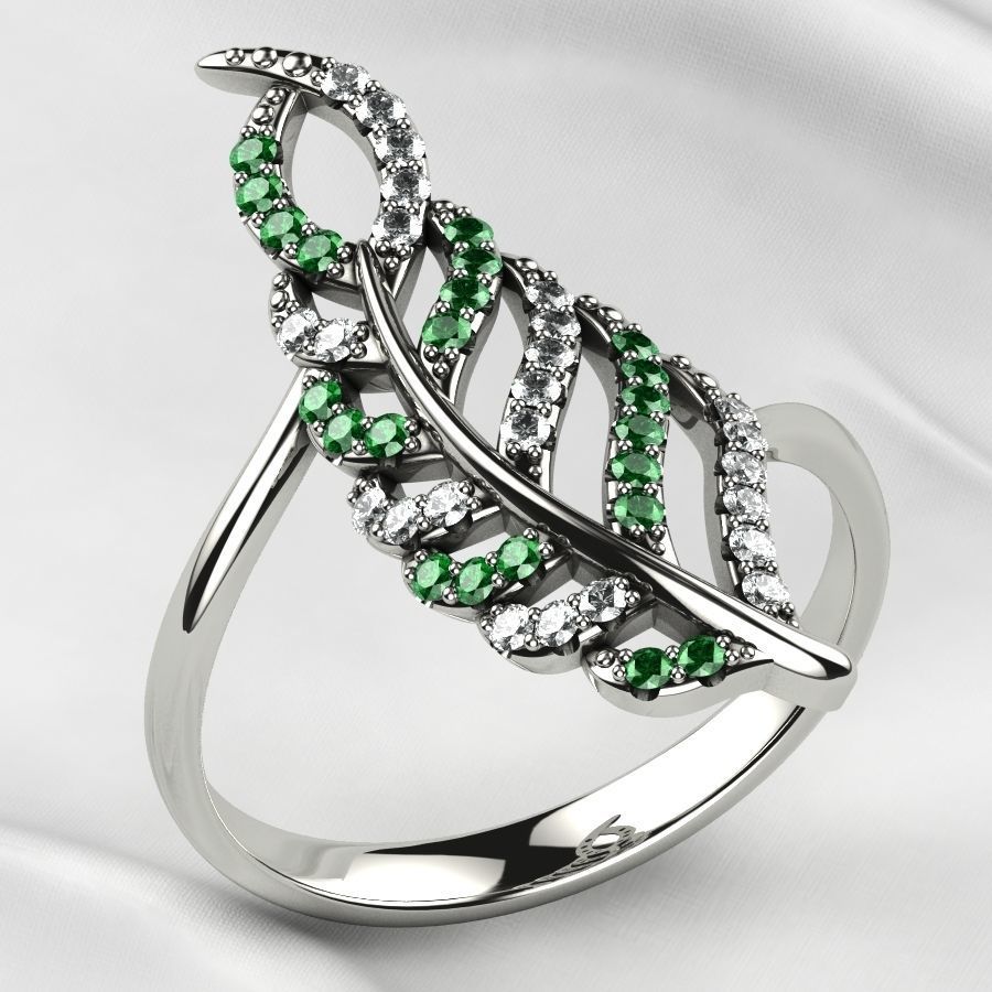 Feather Gold Ring 3D print model_11