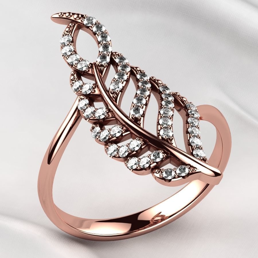 Feather Gold Ring 3D print model_8