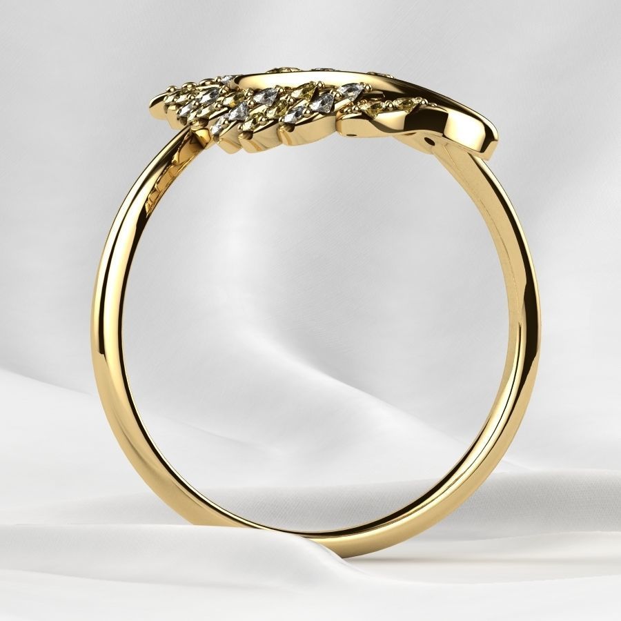 Feather Gold Ring 3D print model_16