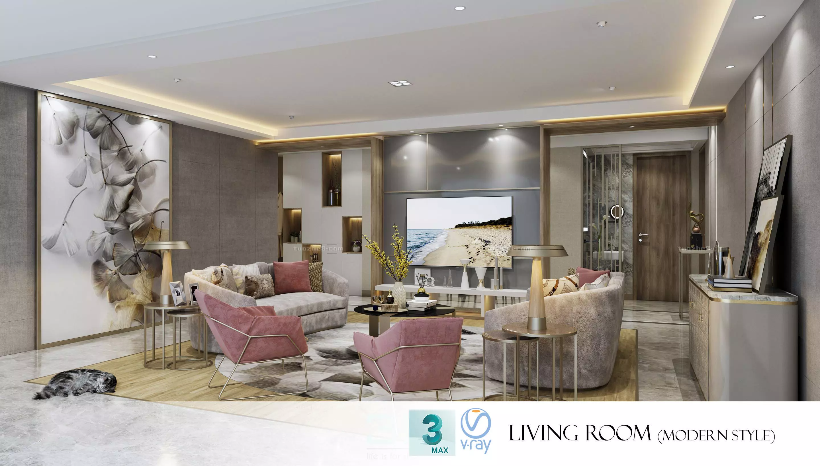 Modern living room style Free 3D model