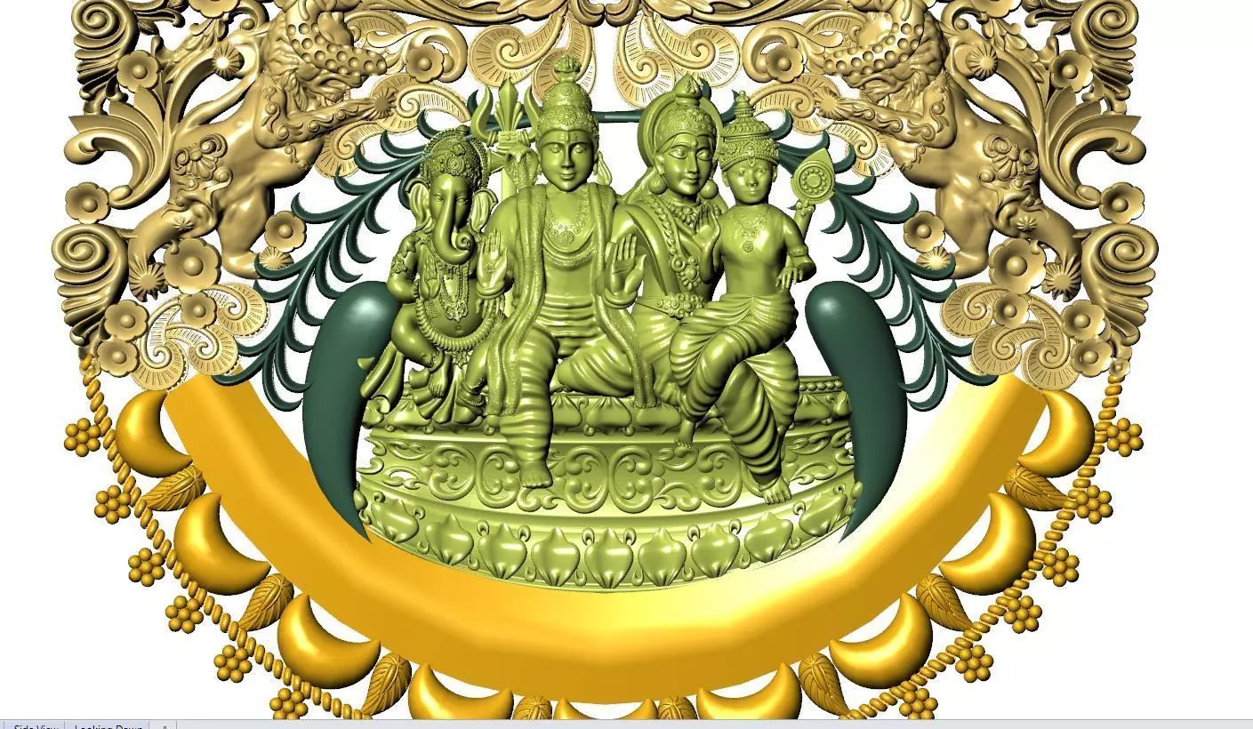 durga shiv god temple jewelry necklace 3D print model