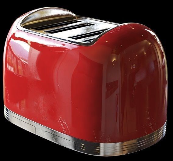 red toaster Low-poly 3D model_4