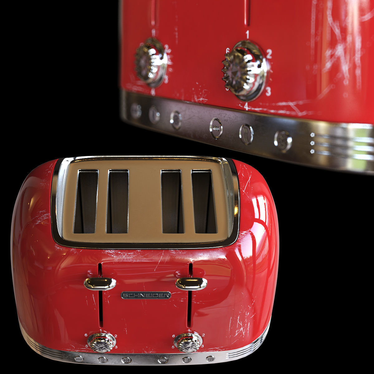 red toaster Low-poly 3D model_1