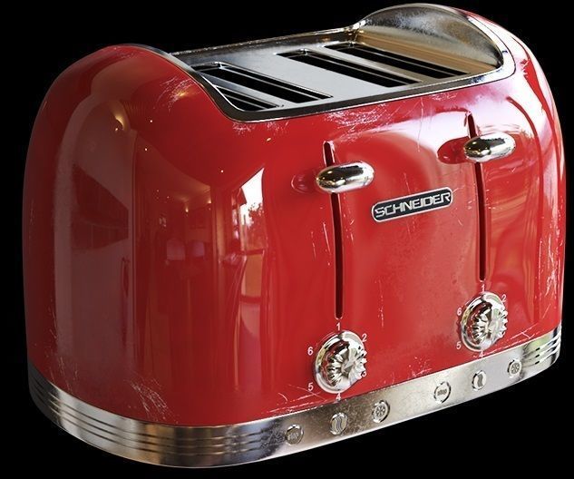 red toaster Low-poly 3D model_3