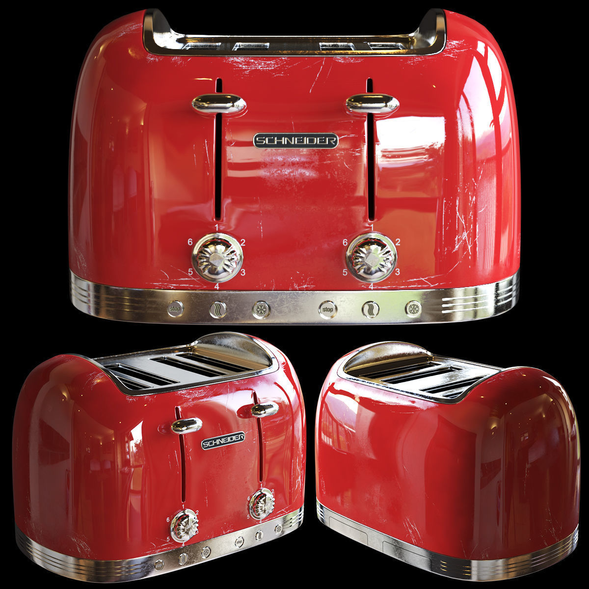 red toaster Low-poly 3D model_2