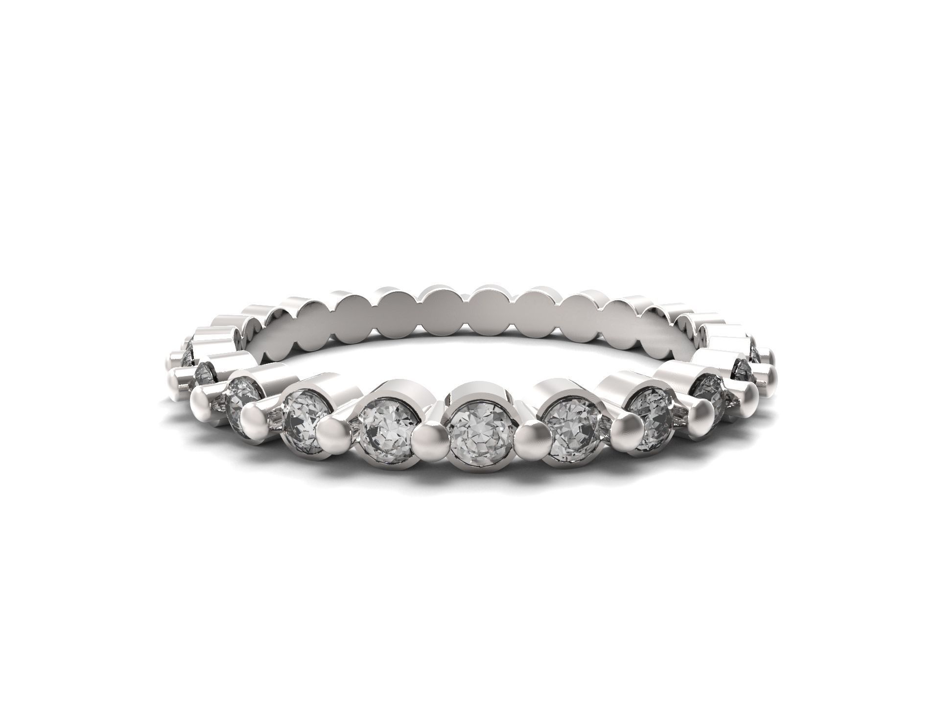 Ring Shared prong wedding 3D print model_3