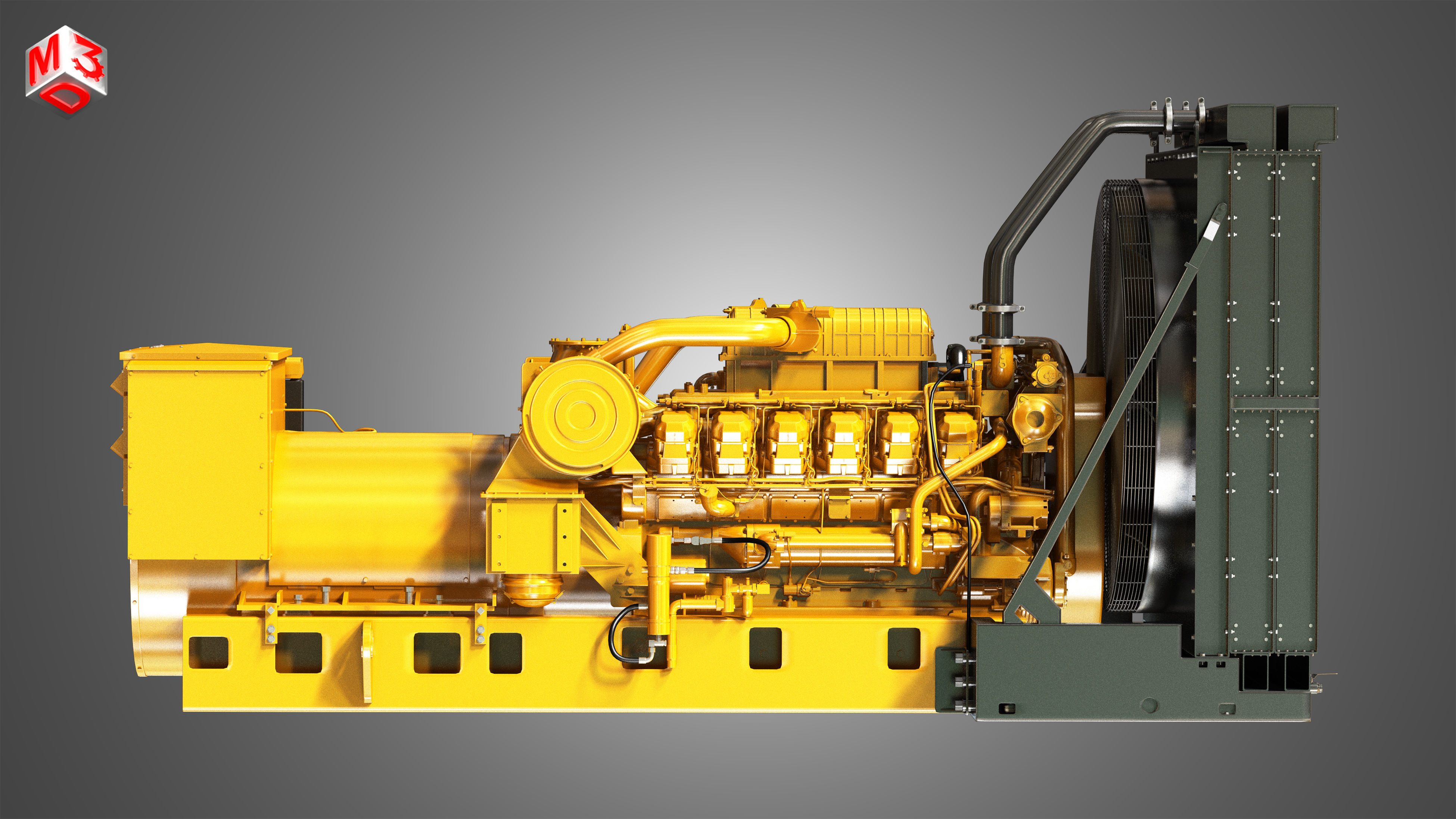 3512 Engine - V12 Diesel Generator Engine 3D model_6