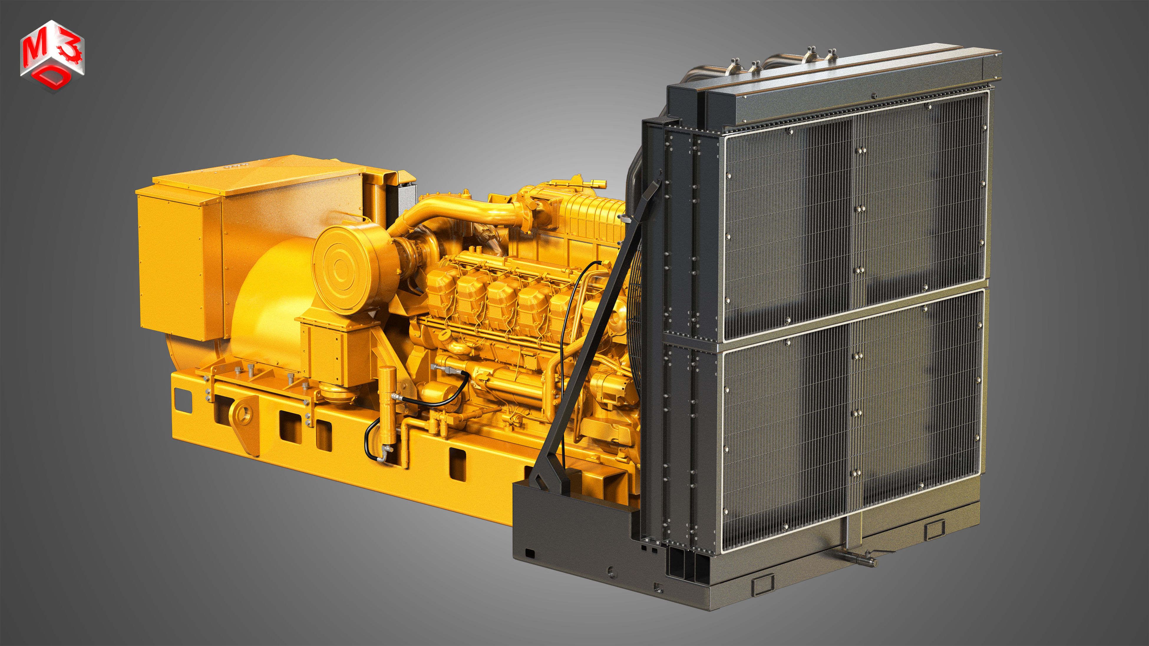 3512 Engine - V12 Diesel Generator Engine 3D model_3