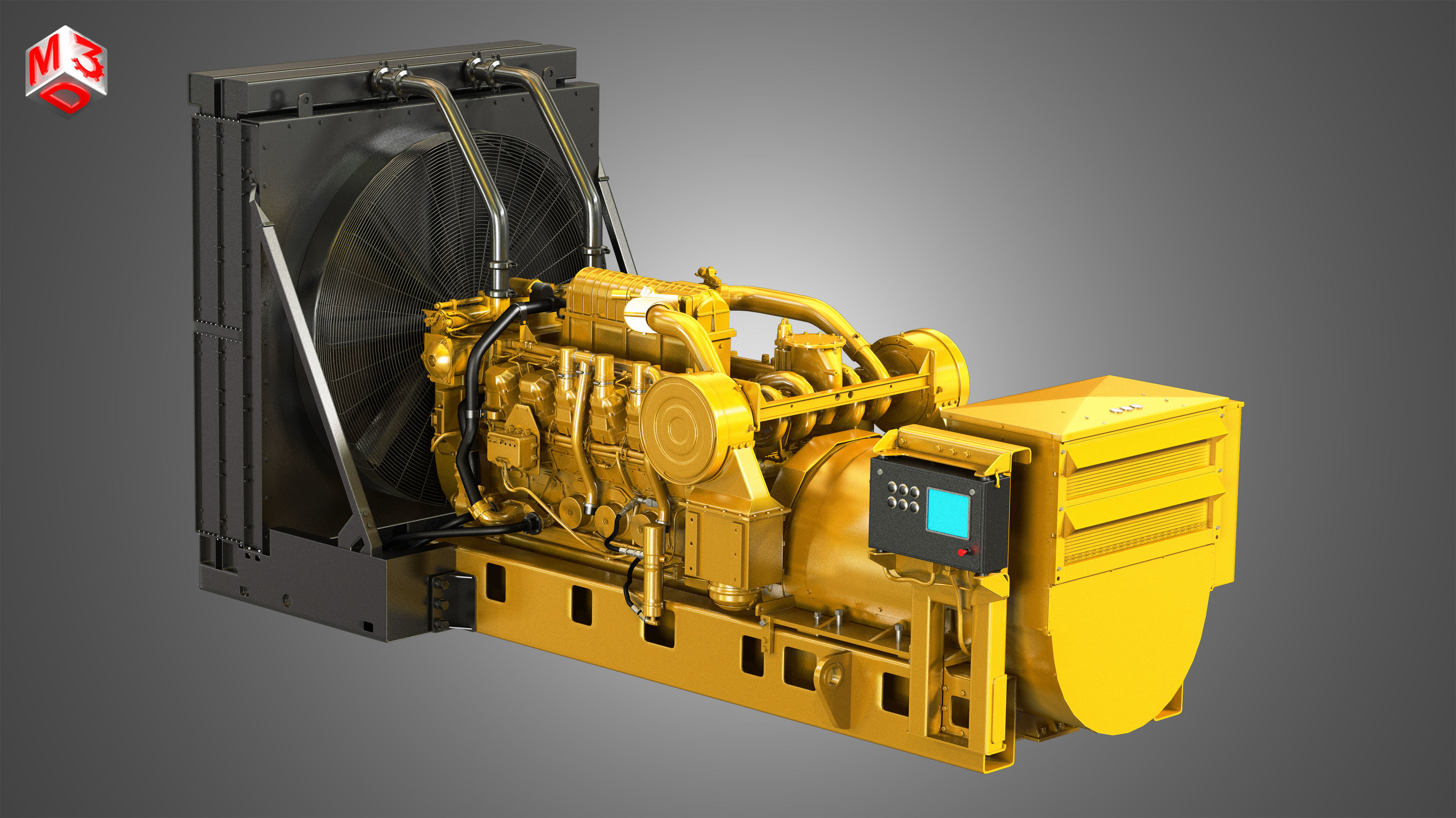 3512 Engine - V12 Diesel Generator Engine 3D model_4