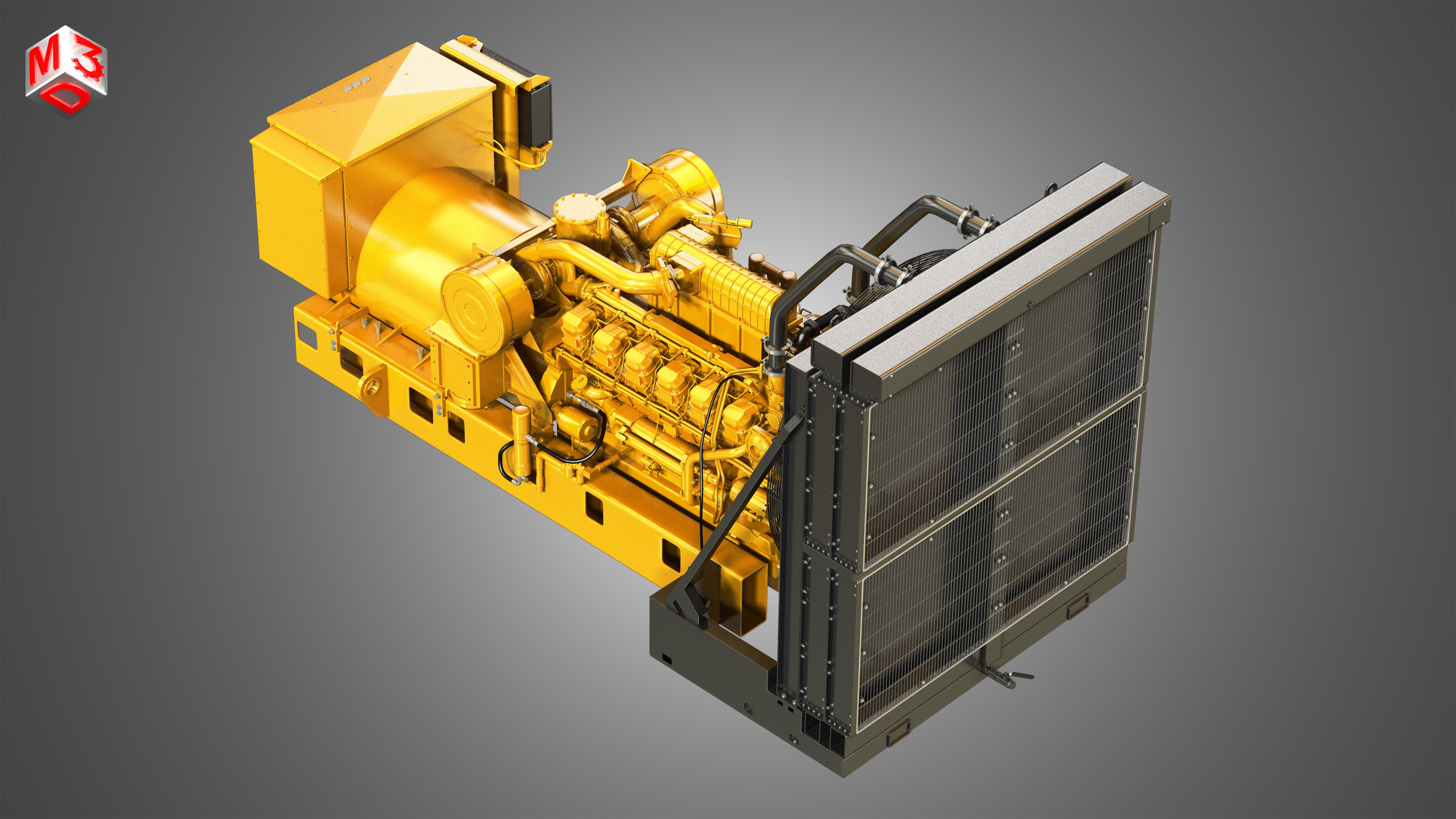 3512 Engine - V12 Diesel Generator Engine 3D model_9