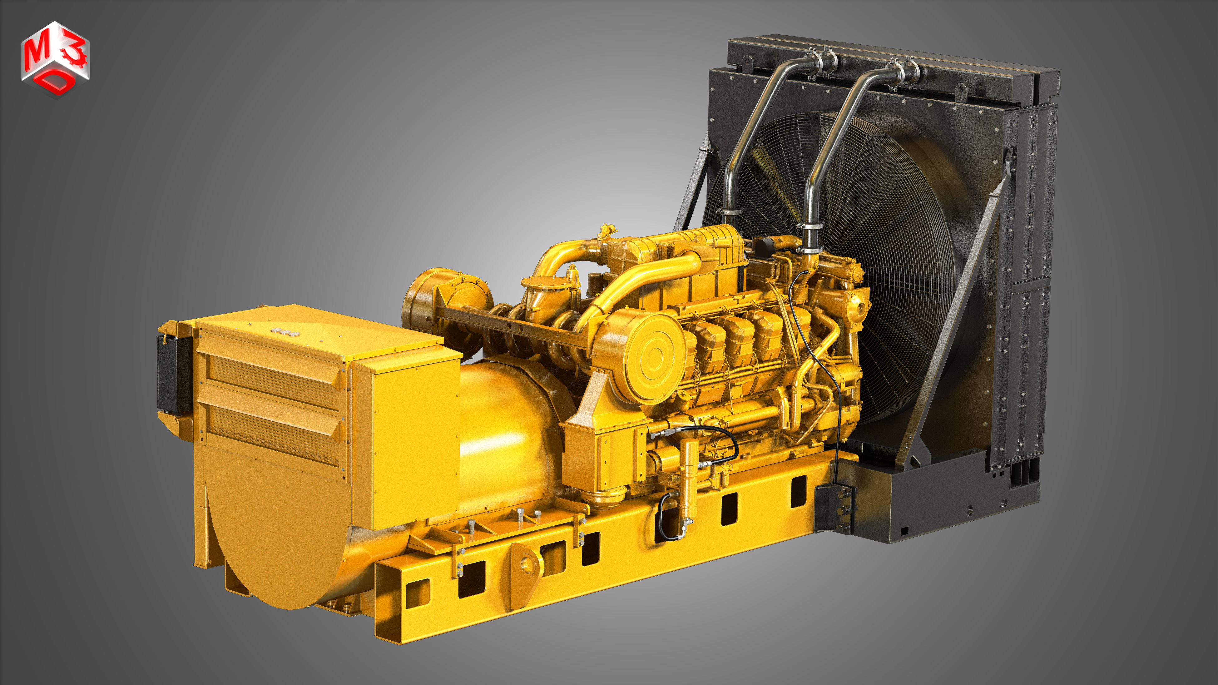 3512 Engine - V12 Diesel Generator Engine 3D model_2