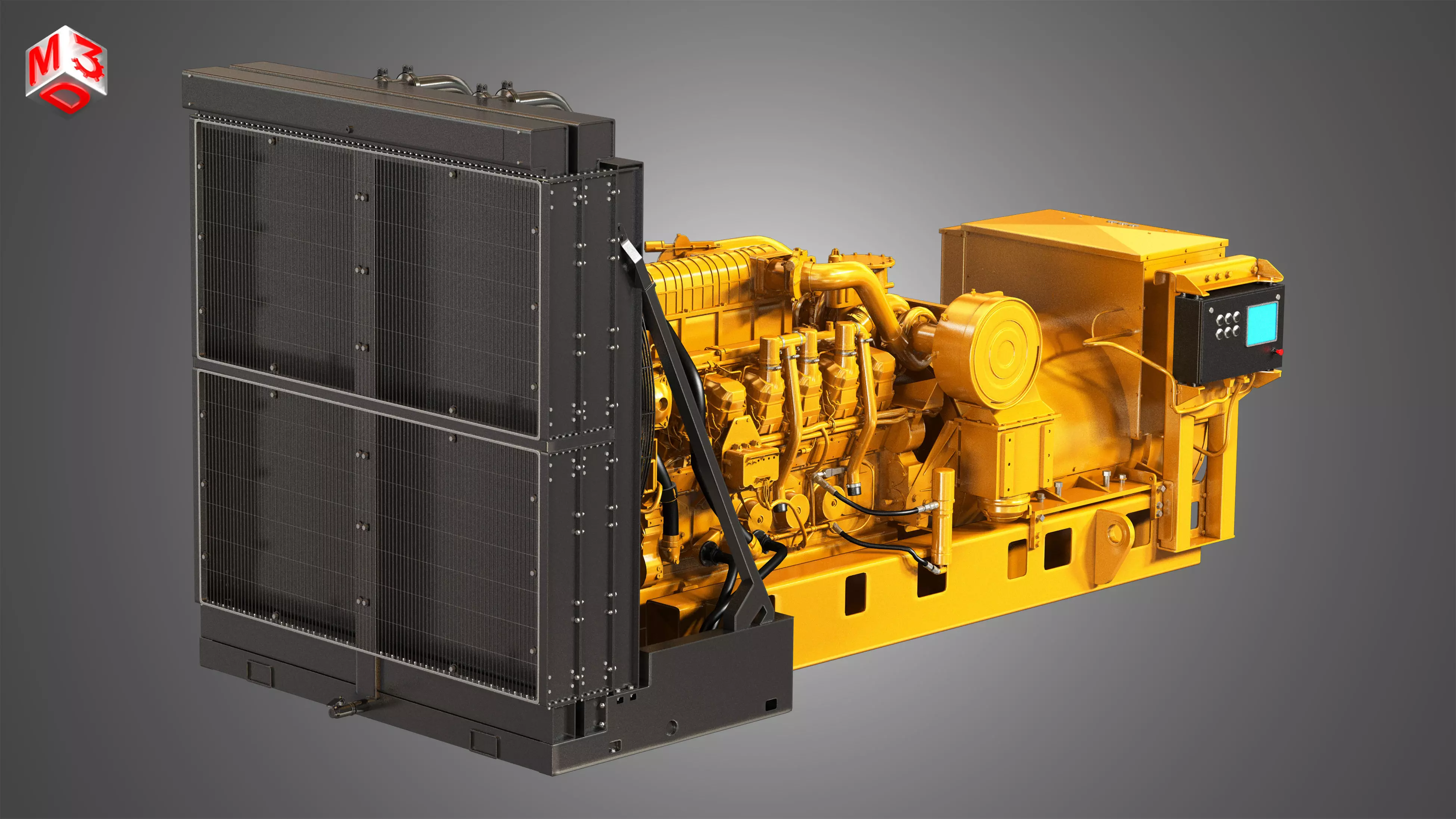 3512 Engine - V12 Diesel Generator Engine 3D model_0