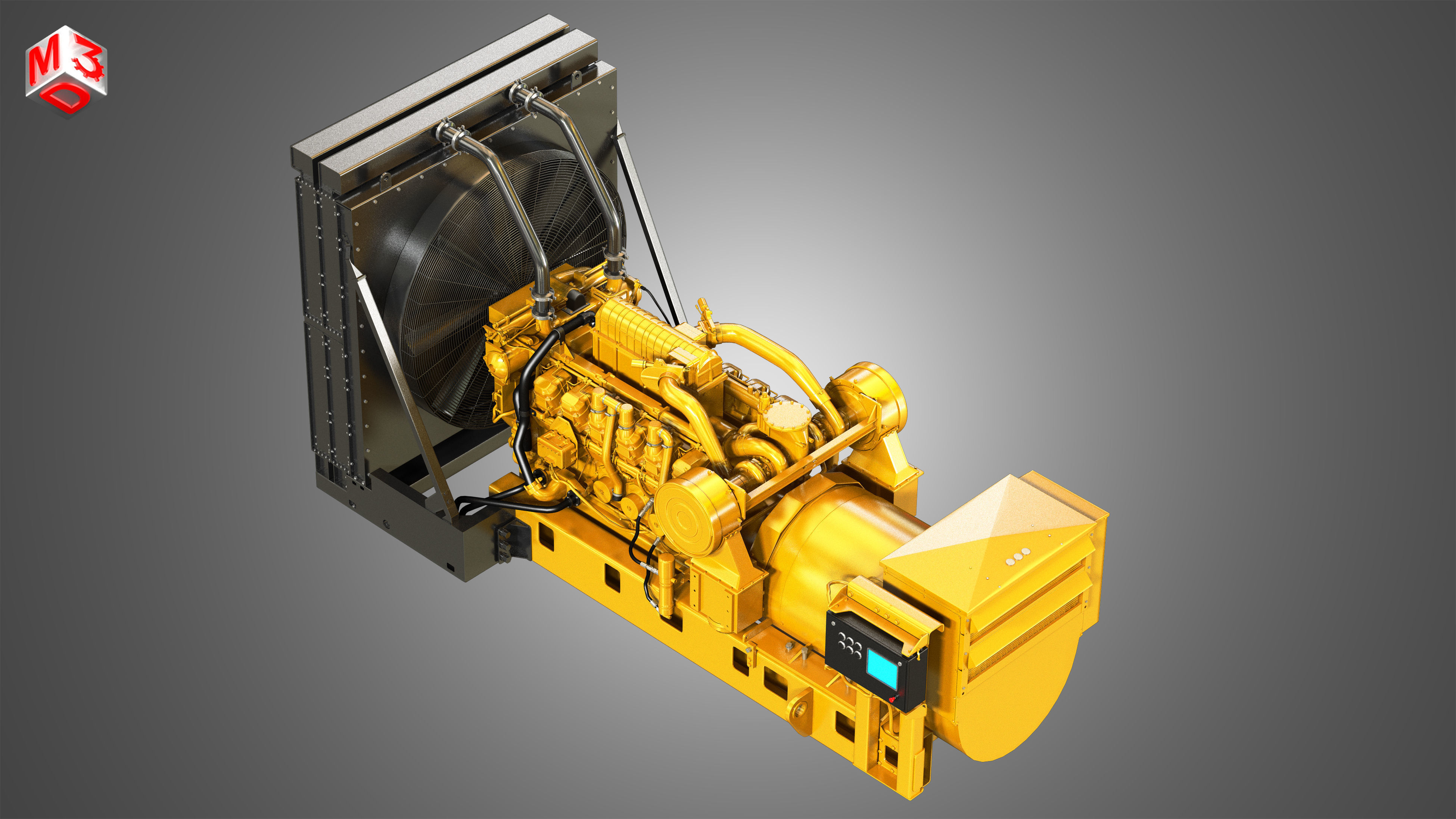 3512 Engine - V12 Diesel Generator Engine 3D model_10