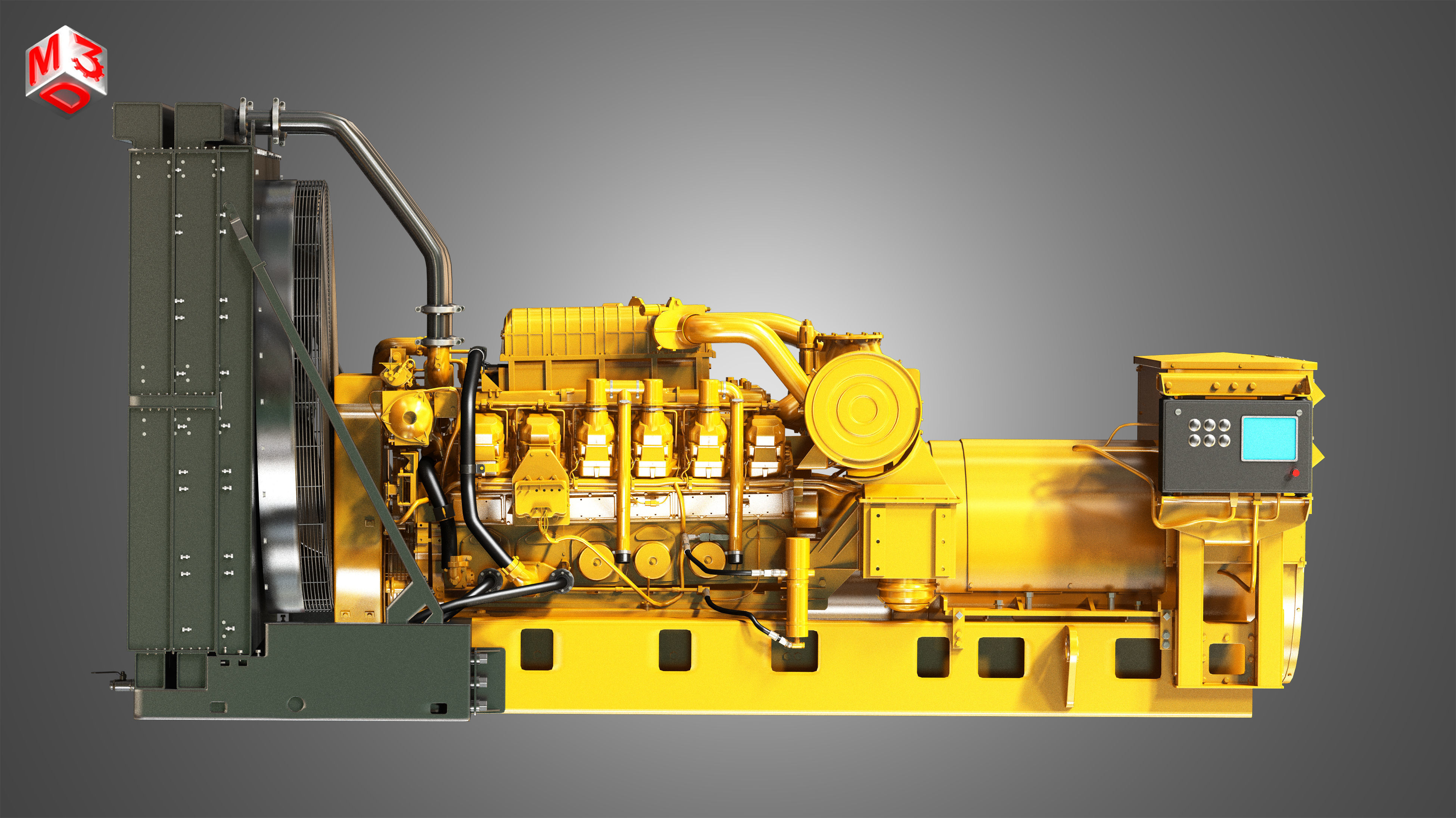 3512 Engine - V12 Diesel Generator Engine 3D model_5