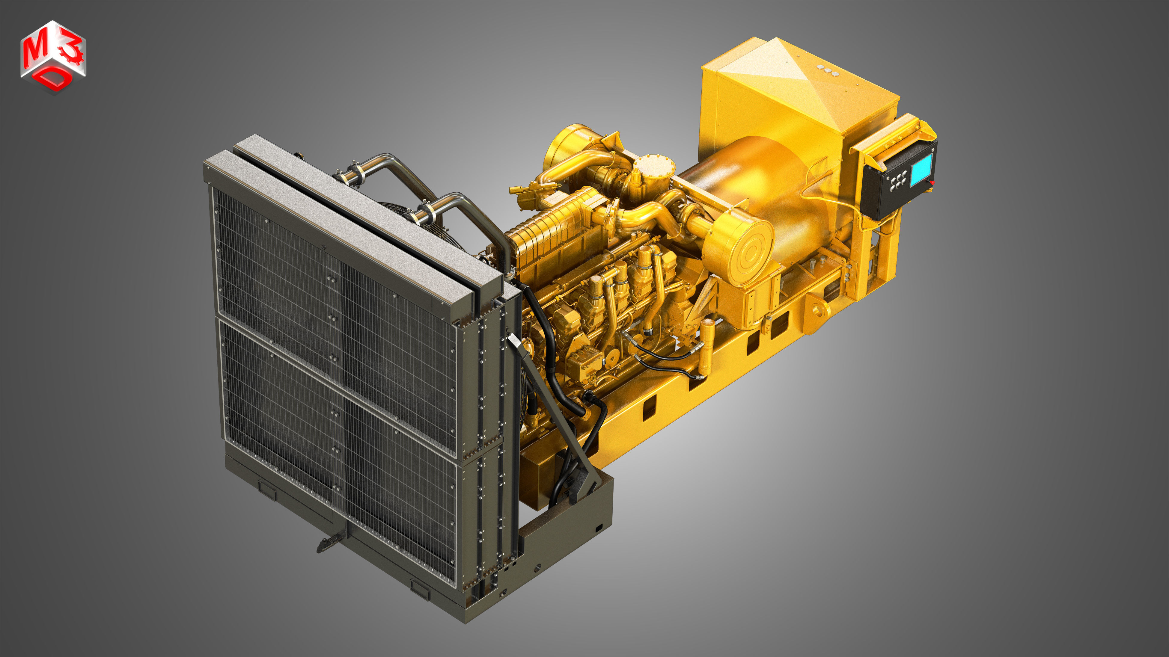 3512 Engine - V12 Diesel Generator Engine 3D model_7