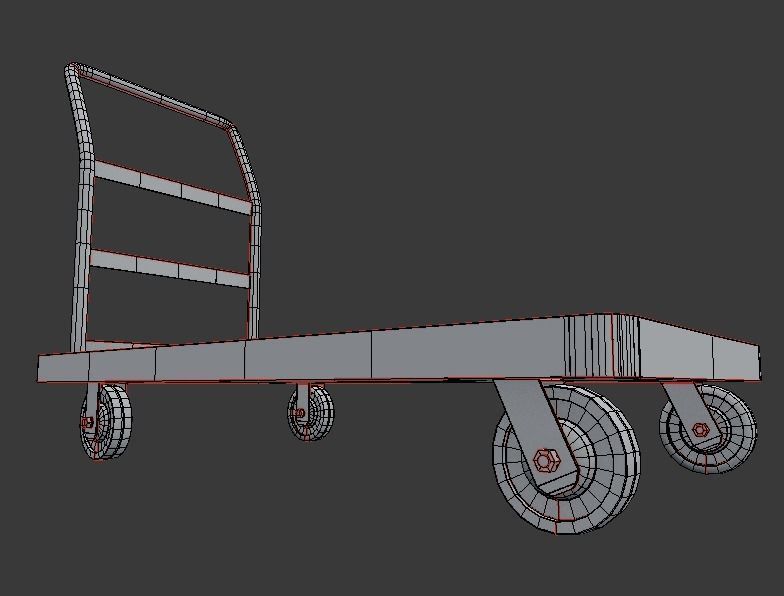 SteelCart Painted blue Low-poly 3D model_15