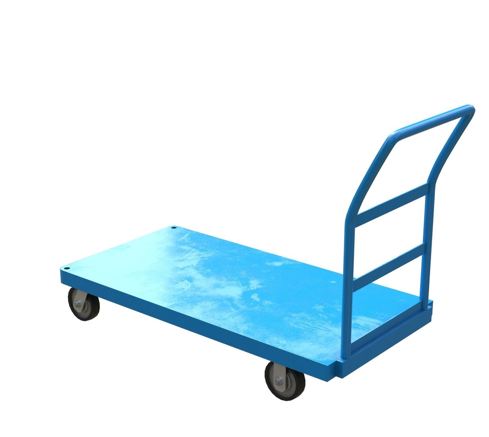 SteelCart Painted blue Low-poly 3D model_11
