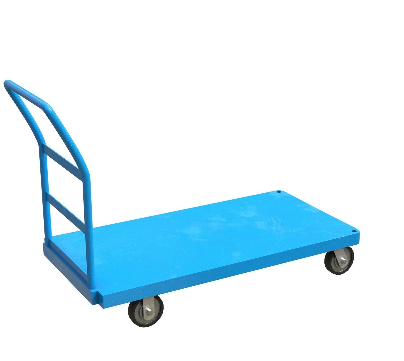 SteelCart Painted blue Low-poly 3D model_7
