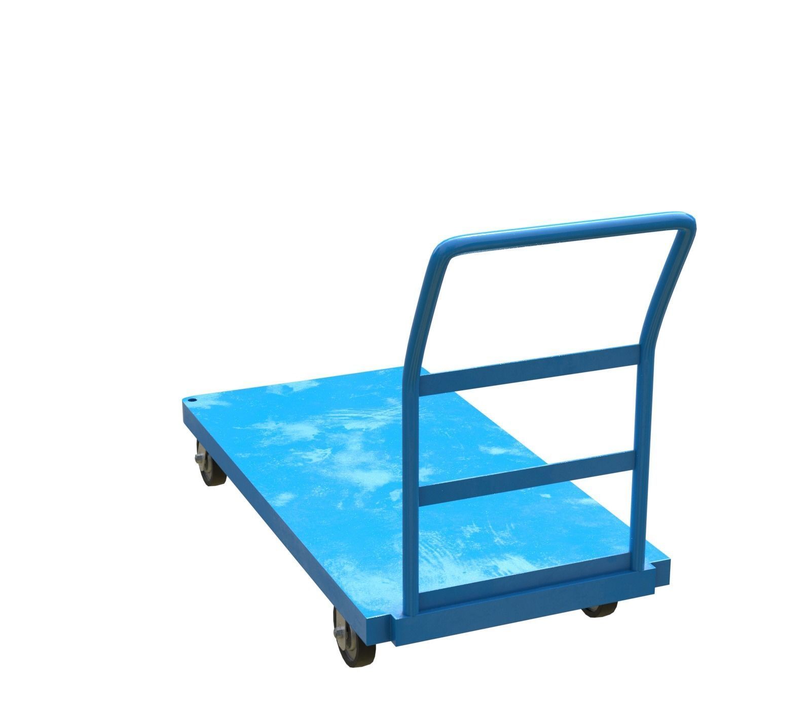 SteelCart Painted blue Low-poly 3D model_10