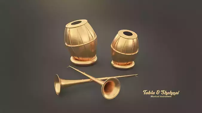 Tabla and Shehnai 3D model