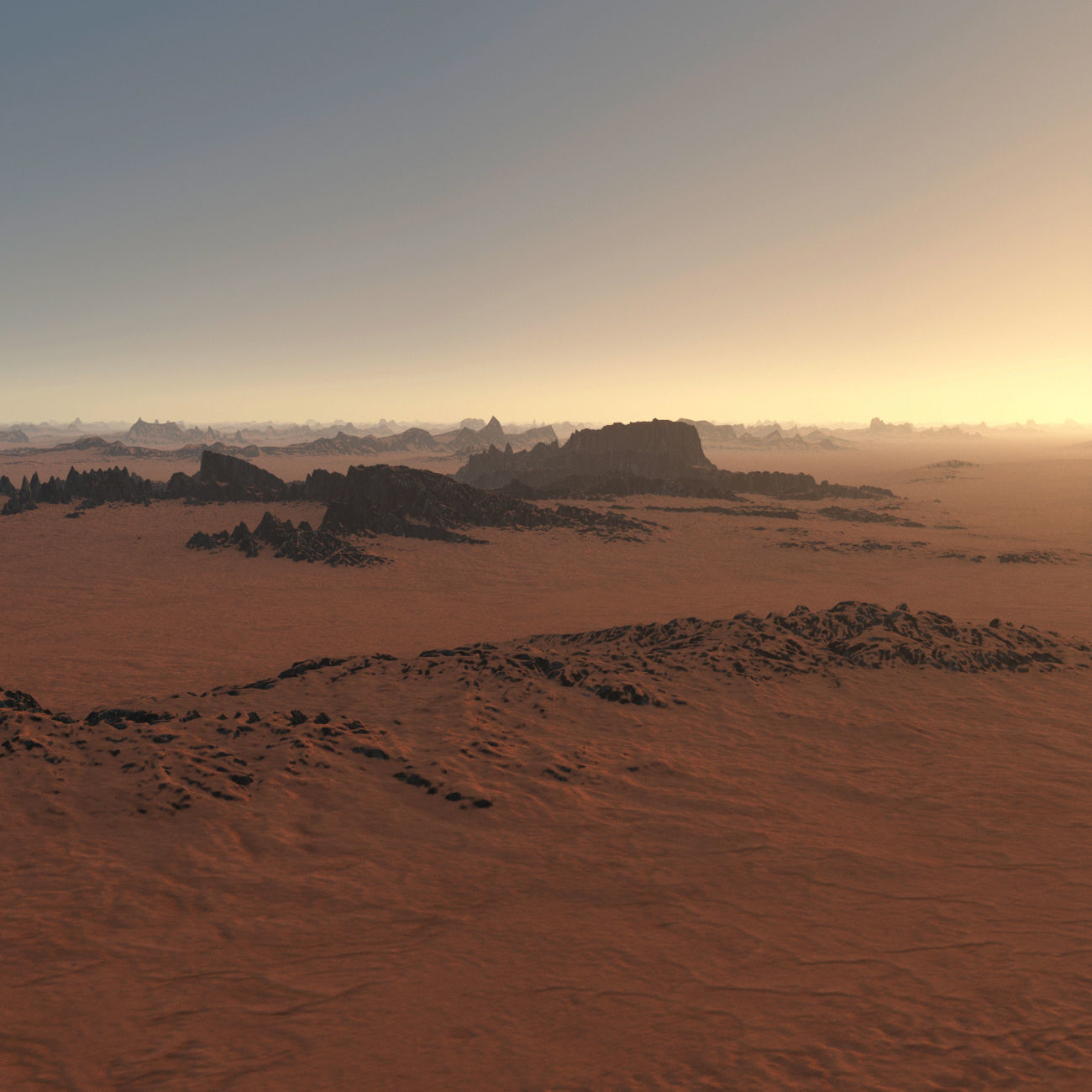 Martian desert terrain sci-fi environment parametric landscape 3D model_6