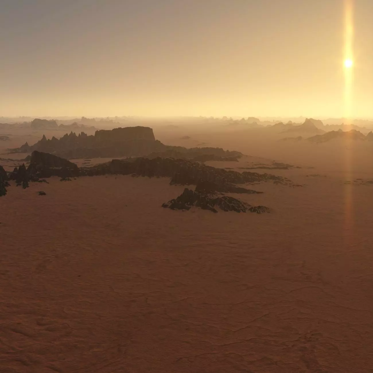 Martian desert terrain sci-fi environment parametric landscape 3D model_0