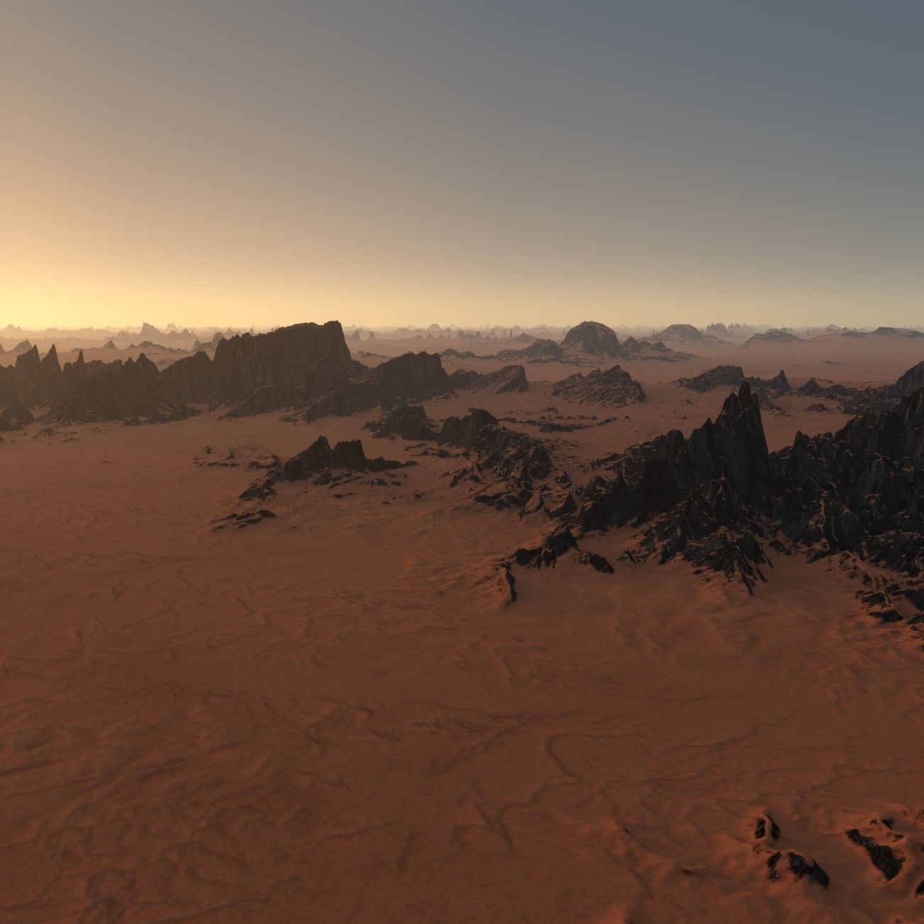 Martian desert terrain sci-fi environment parametric landscape 3D model_4