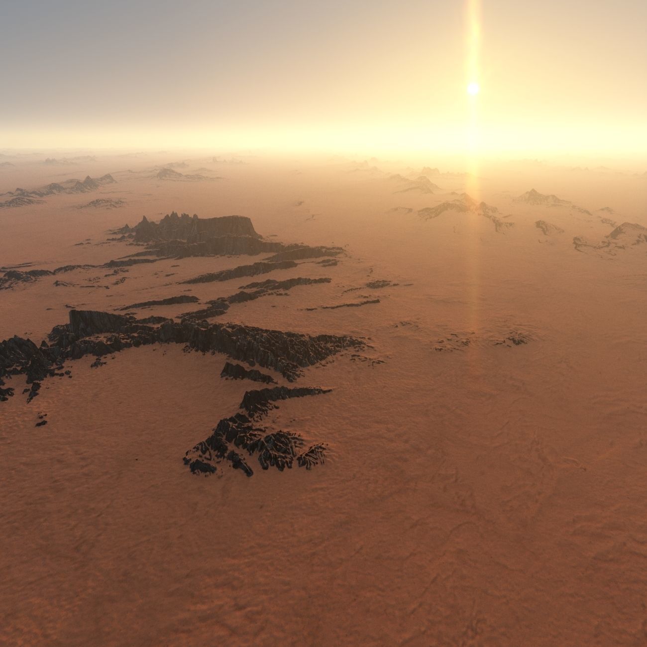 Martian desert terrain sci-fi environment parametric landscape 3D model_3