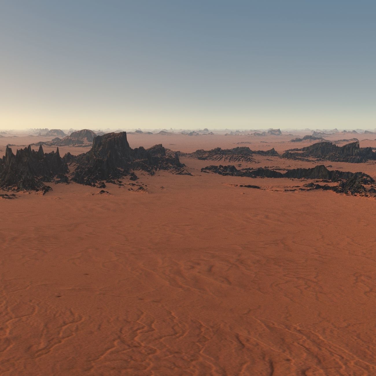 Martian desert terrain sci-fi environment parametric landscape 3D model_5
