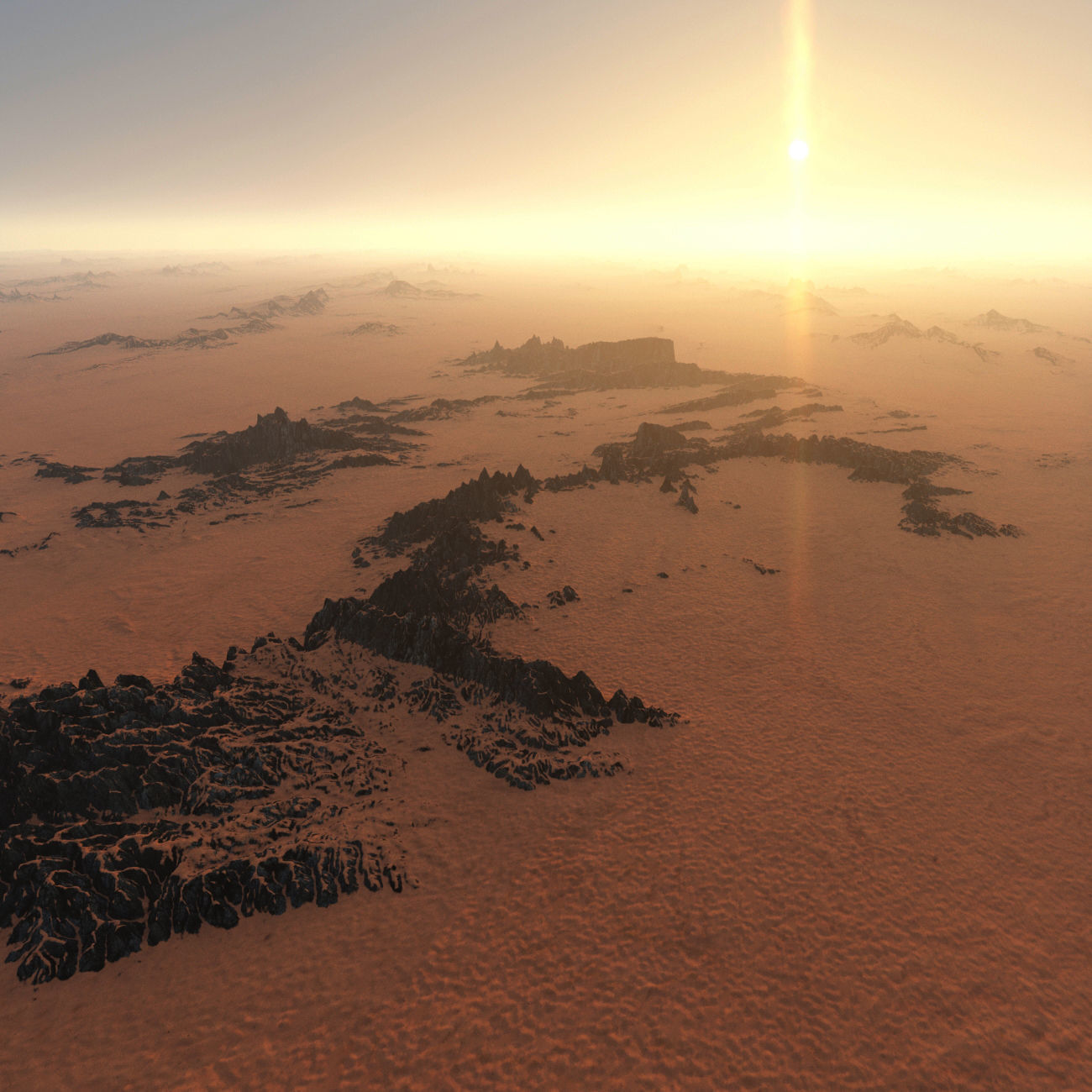 Martian desert terrain sci-fi environment parametric landscape 3D model_2