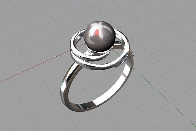 In Ian ring earring and pendant with pearl  3D print model